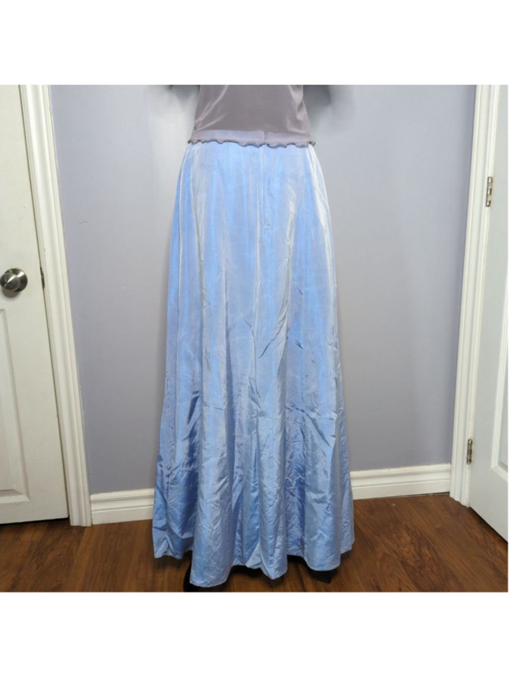 Vintage 1991 Jessica Ethereal Shimmer Maxi Skirt L Powder Blue/Purple - Picture 5 of 14
